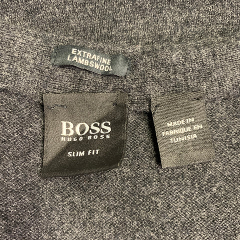 BOSS by HUGO BOSS Size M Grey Charcoal Wool Slim Fit V-Neck Vest