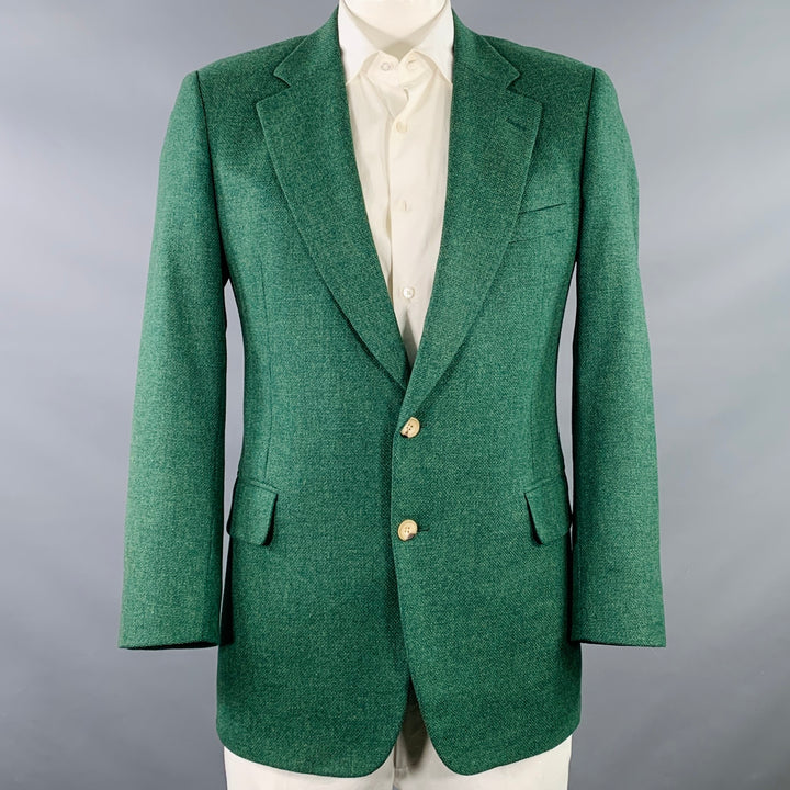 PAUL STUART Size 42 Green Woven Wool Cashmere Single Breasted Sport Coat