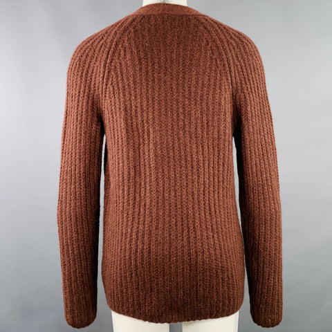 VINCE Size M Brown Rib Knit Alpaca Blend Two Pockets Cardigan