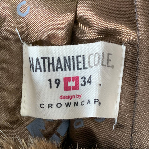 CROWNCAP Size L Brown Leather Rabbit Fur Aviator Cap Hat