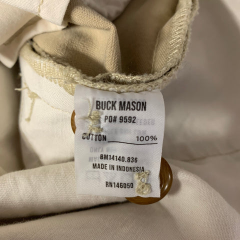 BUCK MASON Size 32 Khaki Solid Cotton Button Fly Casual Pants