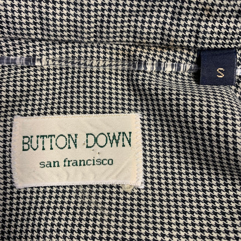 BUTTON DOWN Size S Black White Houndstooth Cotton Long Sleeve Shirt