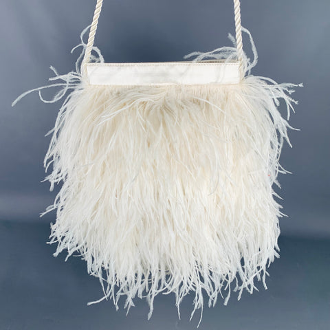BARNEY'S NEW YORK White Polyester Feathers Handbag