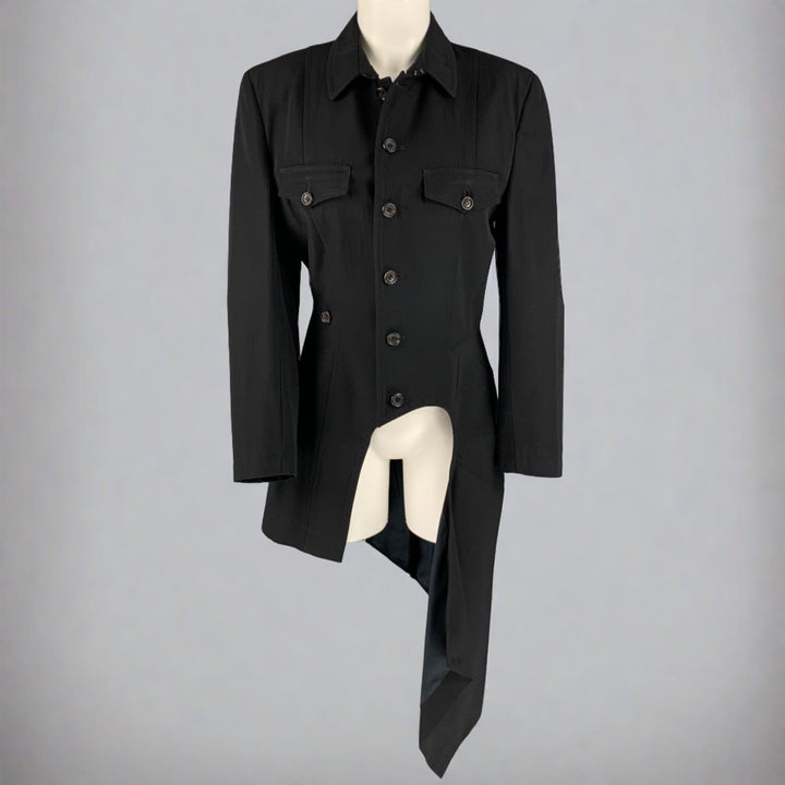 COMME des GARCONS 1980s Size S Black Wool Asymmetrical Jacket