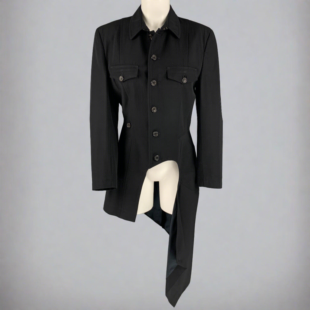 COMME des GARCONS Size S Black Wool Asymmetrical Jacket – Sui