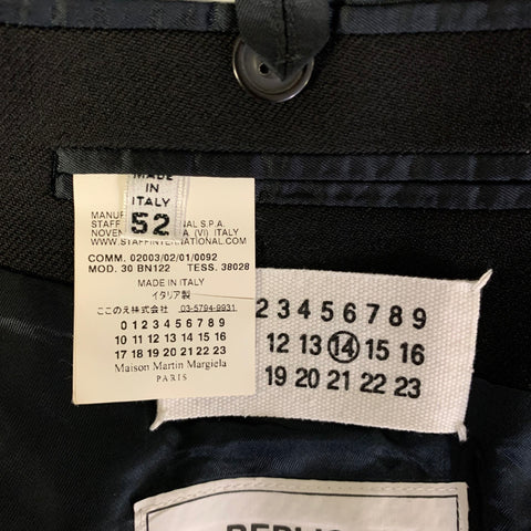 MAISON MARGIELA Size 42 Black Wool Peak Lapel Sport Coat
