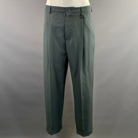 STELLA McCARTNEY Green Grey Viscose Blend Peak Lapel Suit