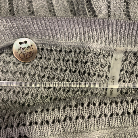 MARGARET OLEARY Haut décontracté à manches longues en tricot gaufré de coton gris, taille M