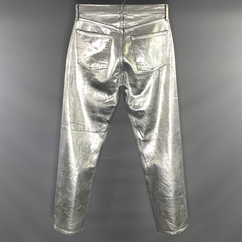 AGOLDE Size 29 Silver Metallic Denim Button Fly Jeans