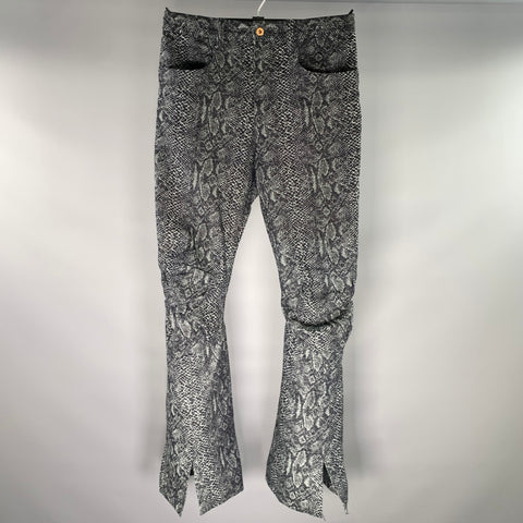 KOZABURO Size 32 Black Grey Snake Cotton  Linen Casual Pants