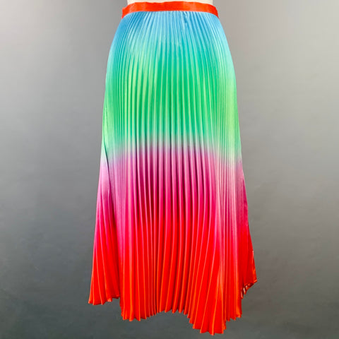 DELFI COLLECTIVE Size XS Multi Color Rainbow Polyester Ombre Pleated Side Zipper Skirt