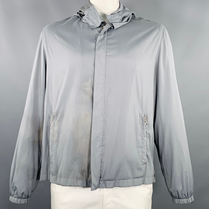 PRADA Size 42 Blue Grey Polyester Windbreaker Jacket