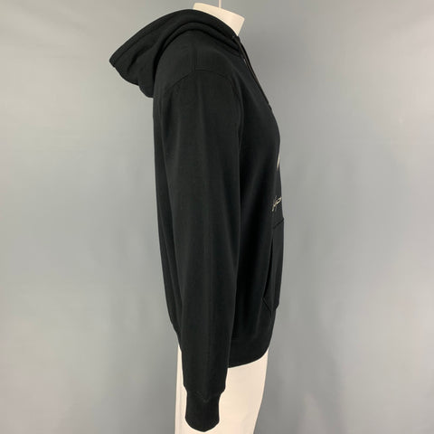 YOHJI YAMAMOTO x NEW ERA Size XL Black White Graphic Cotton Hoodie Sweatshirt