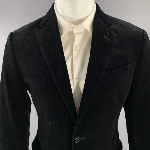 ARMANI COLLEZIONI Size 40 Black Velvet Cotton Elastane Sport Coat