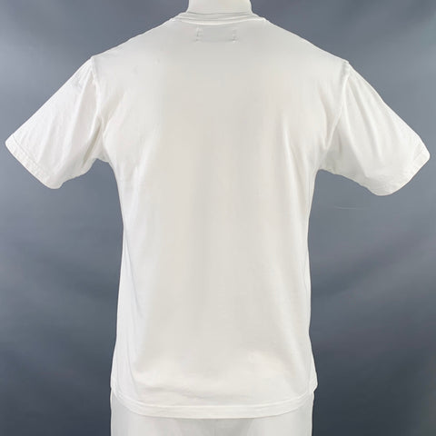 KOOPLES x SPORT Size L White Blue Embroidery Skull Short Sleeve Crew Neck T-shirt