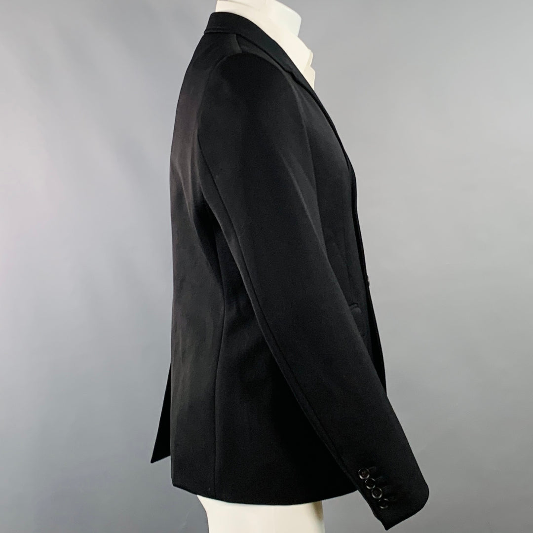 BURBERRY PRORSUM Size 40 Black Wool Twill Notch Lapel Sport Coat