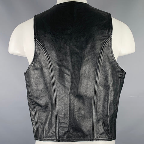 MR. S LEATHER  Size S Black Leather Open Front Vest