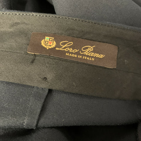 LORO PIANA Size L Navy Cotton Blend Capri Dress Pants