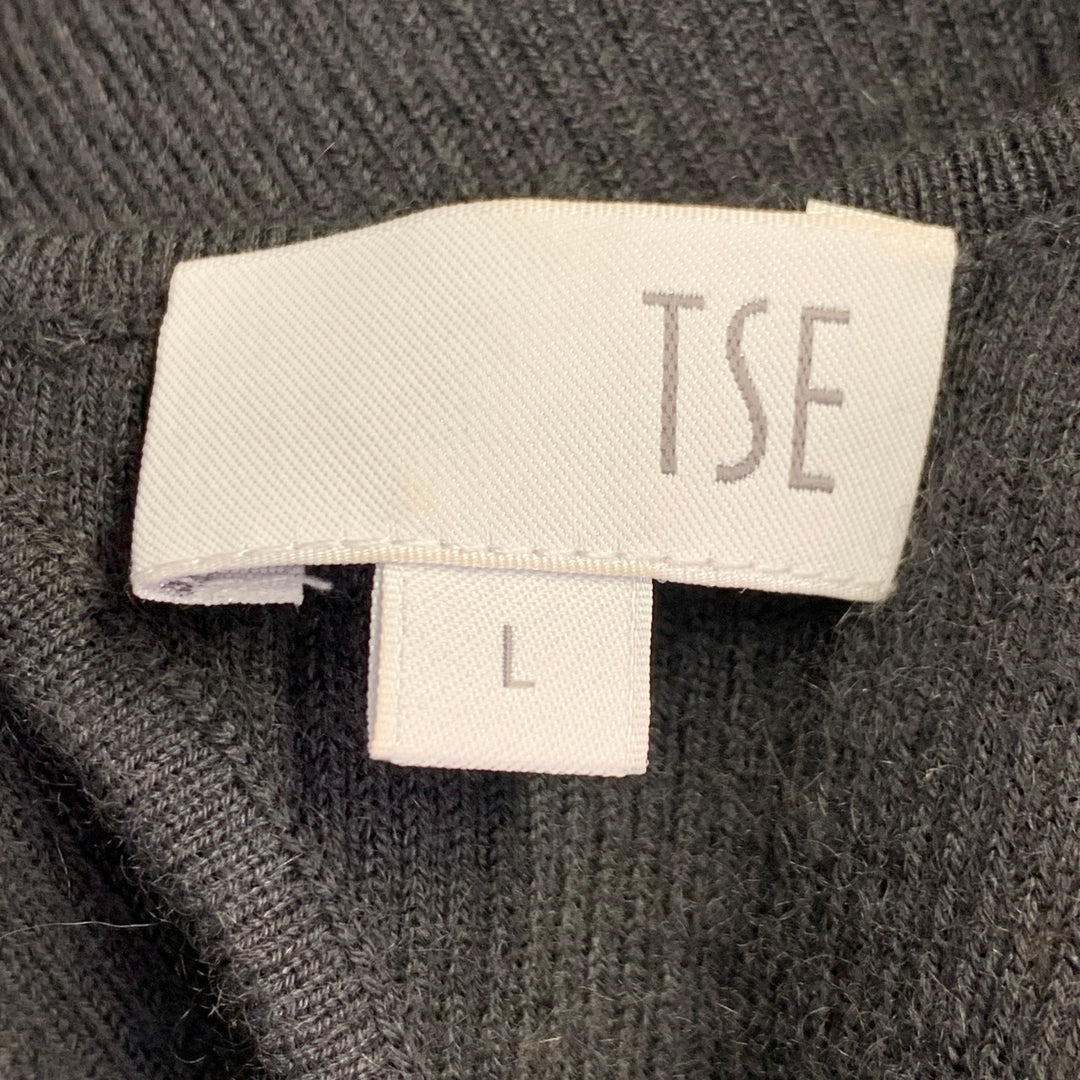 TSE Size L Grey Slate Cashmere Rib Knit Open Front Cardigan Dress Set