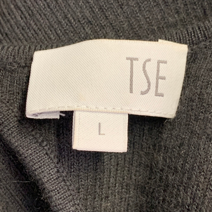 TSE Size L Grey Slate Cashmere Rib Knit Open Front Cardigan Dress Set