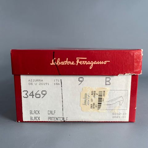 SALVATORE FERRAGAMO Size 9 Black Leather Platform Pumps