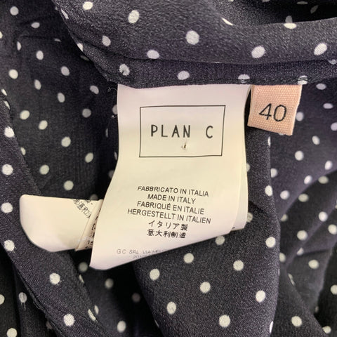 Chemise à nœud PLAN C en soie à pois noirs et blancs taille M