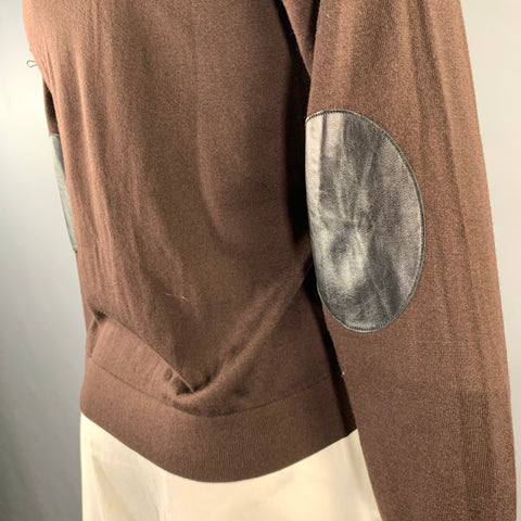 JOSEPH Size L Brown Solid Wool Blend Crew-Neck Pullover
