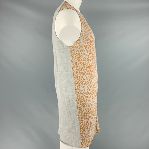 COMME des GARCONS Size L Grey Yellow Animal Print Wool Zip Up Vest