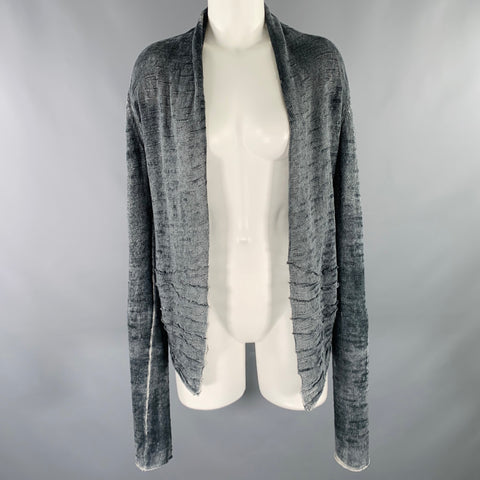 AVANT TOI Size M Grey Charcoal Linen Marbled Open Front Cardigan