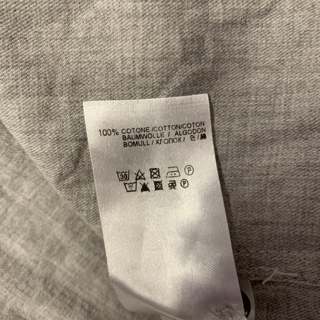 BARENA Size XL Grey Heather Cotton Button Down Long Sleeve Shirt