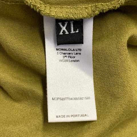 MOWALOLA Size XL White Olive Cotton Layered Pullover