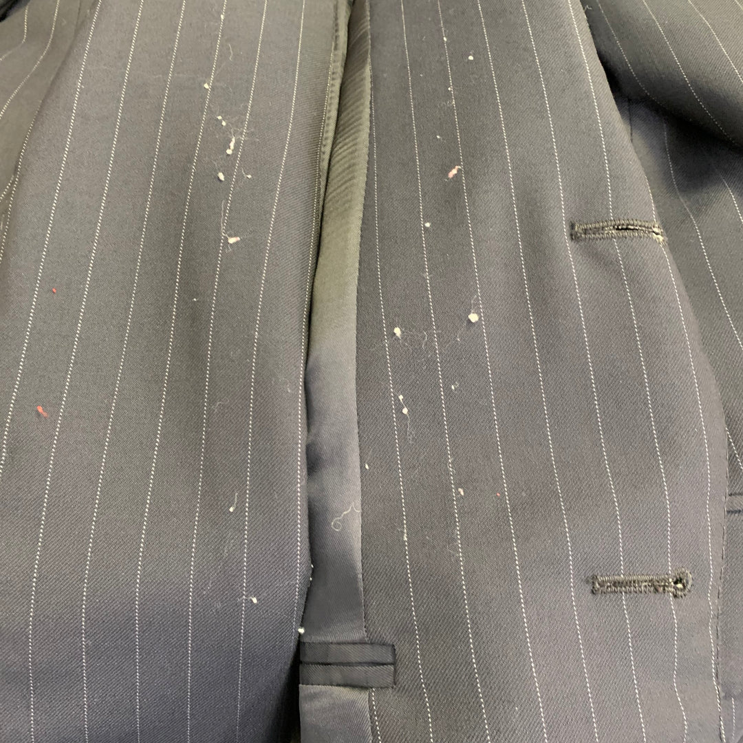 RALPH LAUREN Size 38 Regular Navy Grey Pinstripe Wool Notch Lapel Suit