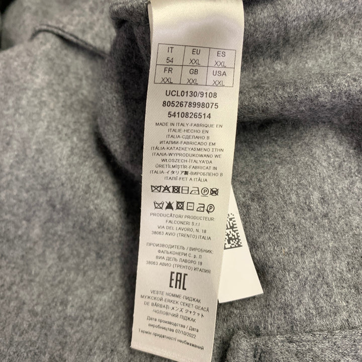 FALCONERI Size XXL Grey Heather Cashmere Notch Lapel Cardigan