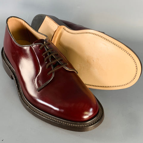 TRICKER'S Size 8 Robert Burgundy Bookbinder Leather Derby Lace-Up Shoes