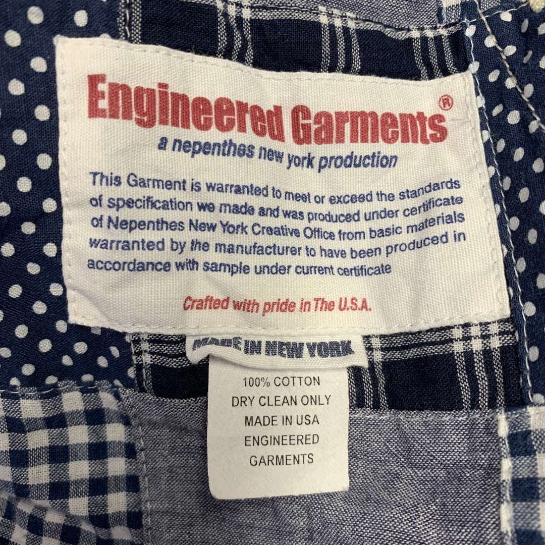 ENGINEERED GARMENTS Size XS Navy White Patchwork Cotton Sport Coat