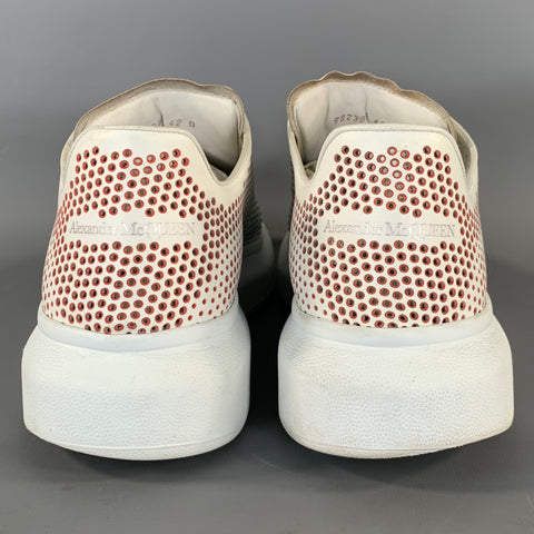 ALEXANDER MCQUEEN Size 9 White Multi Color Perforated Leather Lace Up Shoes
