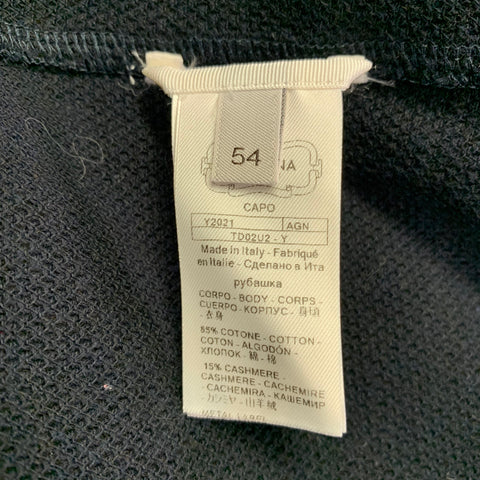 AGNONA Size 44 Navy Knit Cotton Cashmere Button Up Long Sleeve Shirt