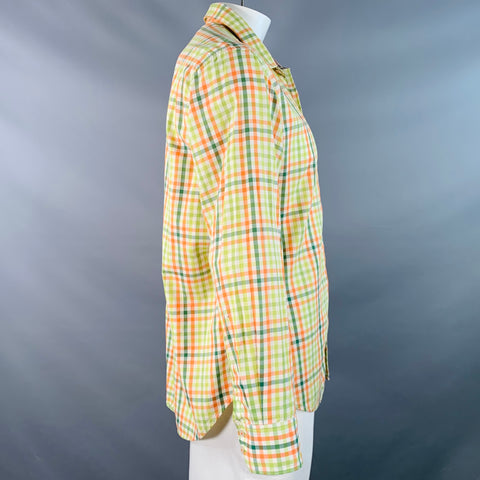 ROBERT GRAHAM Size XL Green Orange Checkered Cotton Long Sleeve Shirt