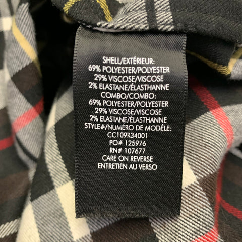 ALICE + OLIVIA Size L Black Red White Polyester Blend Plaid Button Up Shirt