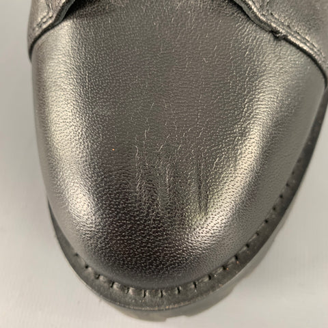JIMMY CHOO Size 10 Black Leather Zip Lace-Up Boots