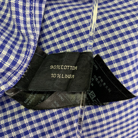 TOM FORD Size L Blue White Plaid Cotton Button Up Long Sleeve Shirt