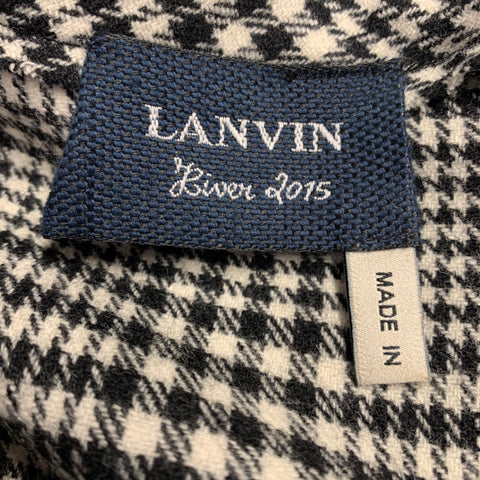 LANVIN Size 4 Black White Wool Blend Houndstooth Short Sleeve Dress