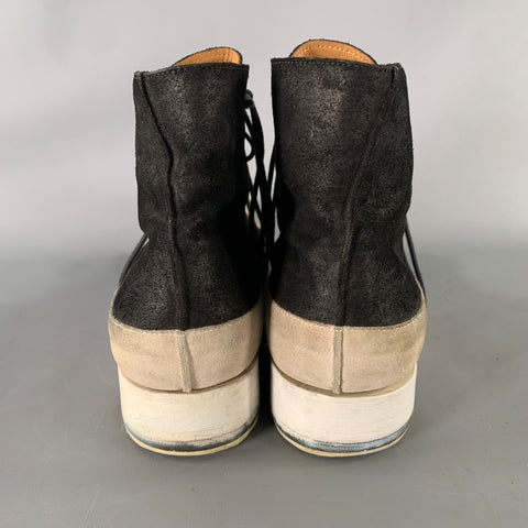 Bottes à lacets en suède noir et gris color block, taille 11, de MCDONALD