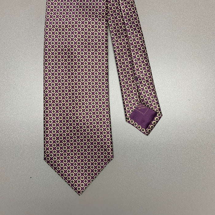 Cravate en soie à motif floral violet et havane BRIONI