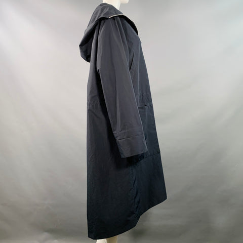 JIL SANDER Size XS Navy Polyester Hooded Zip Up Coat