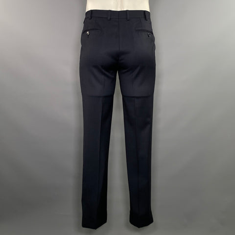 ERMENEGILDO ZEGNA Chest Size 40 Navy Solid Wool Notch Lapel 32 34 Suit