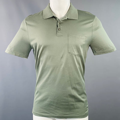 REISS Size M Austin Green Sage Cotton One Pocket Polo