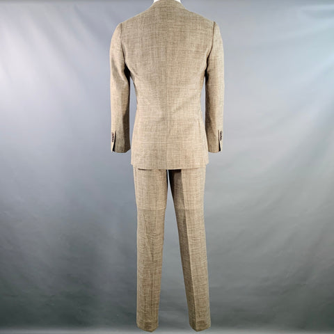 SUITSUPPLY Size 36 Brown Melange Wool Silk Linen Notch Lapel Suit