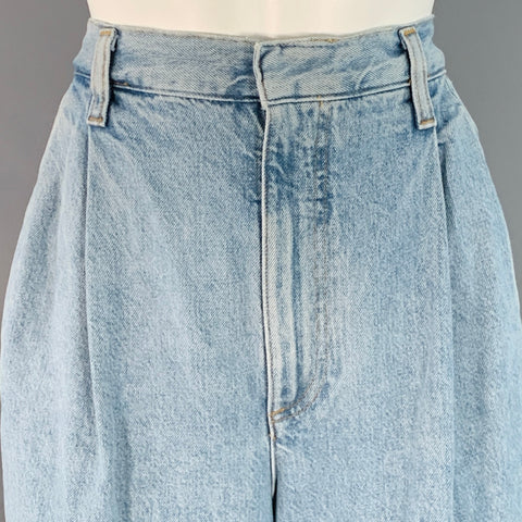AGOLDE Size 26 Becker Light Blue Cotton Twill Pleated Baggy Tapered Jeans