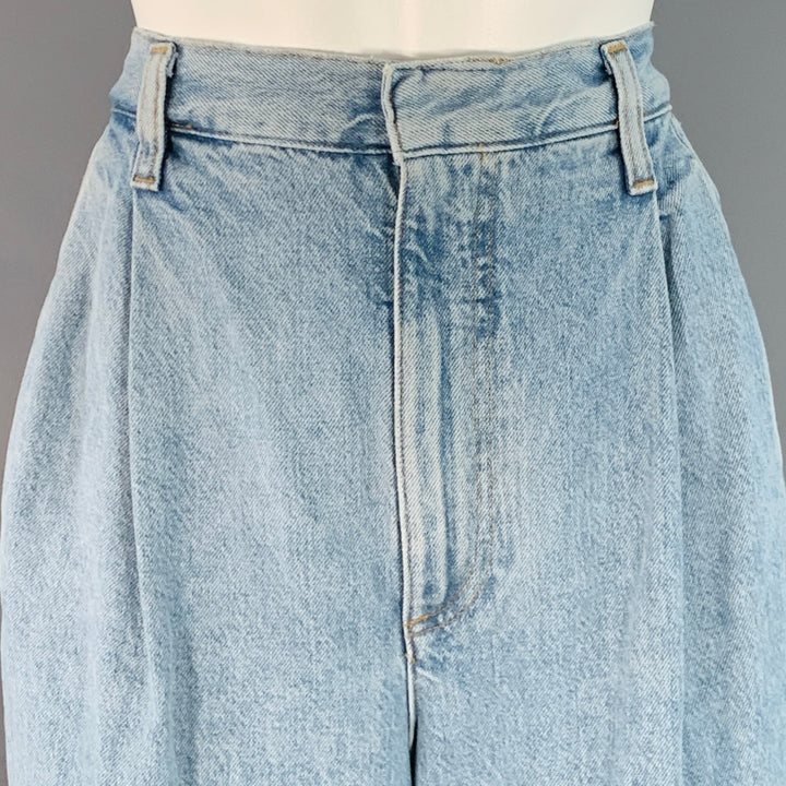 AGOLDE Size 26 Becker Light Blue Cotton Twill Pleated Baggy Tapered Jeans